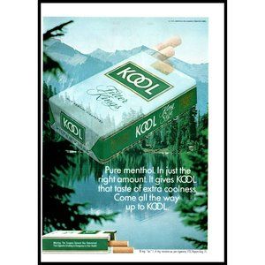 1972 Kool Cigarettes Vintage Print Ad Mountains Rockies Lake Pine Trees Wall Art